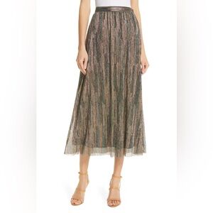 ba&sh rose gold Metallic Pleated Maxi Skirt size M